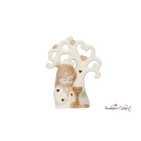 Bomboniera Bambina Prima Comunione con albero in porcellana led