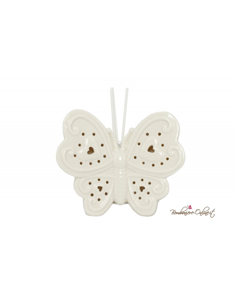 Bomboniera Profumatore Farfalla bianca con luce led