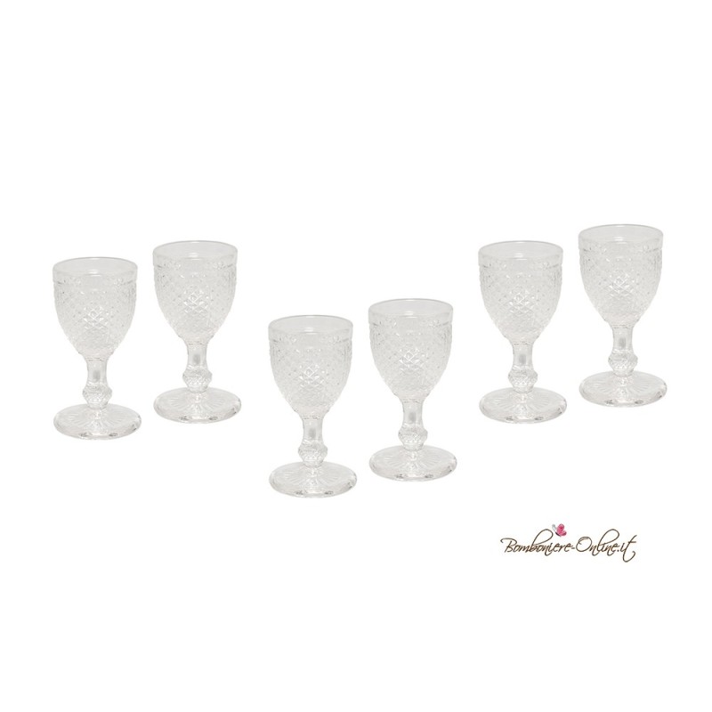 Bomboniera matrimonio Set 6 Bicchierini da liquore in vetro diamantato