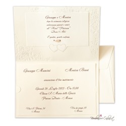 Partecipazione Nozze Elegante Doppio cuore c/invito incluso