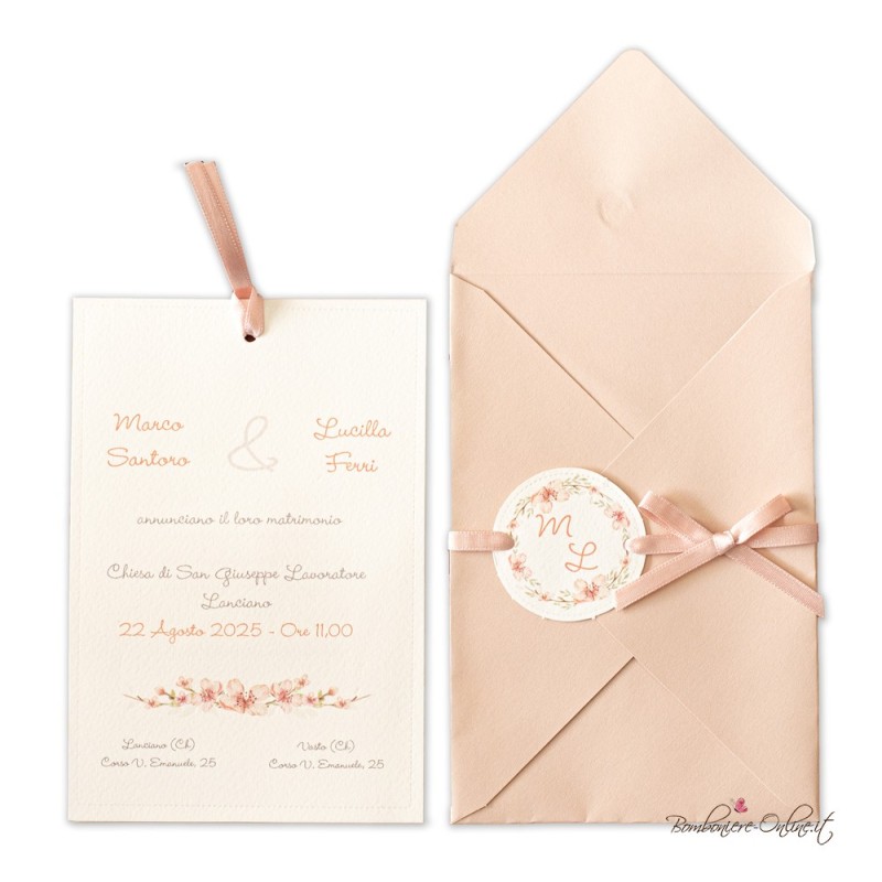 Partecipazione Matrimonio Fiori di pesco