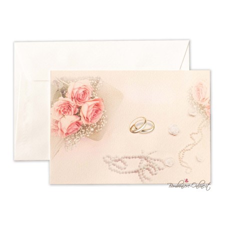 Partecipazione Nozze Rose Rosa e perle