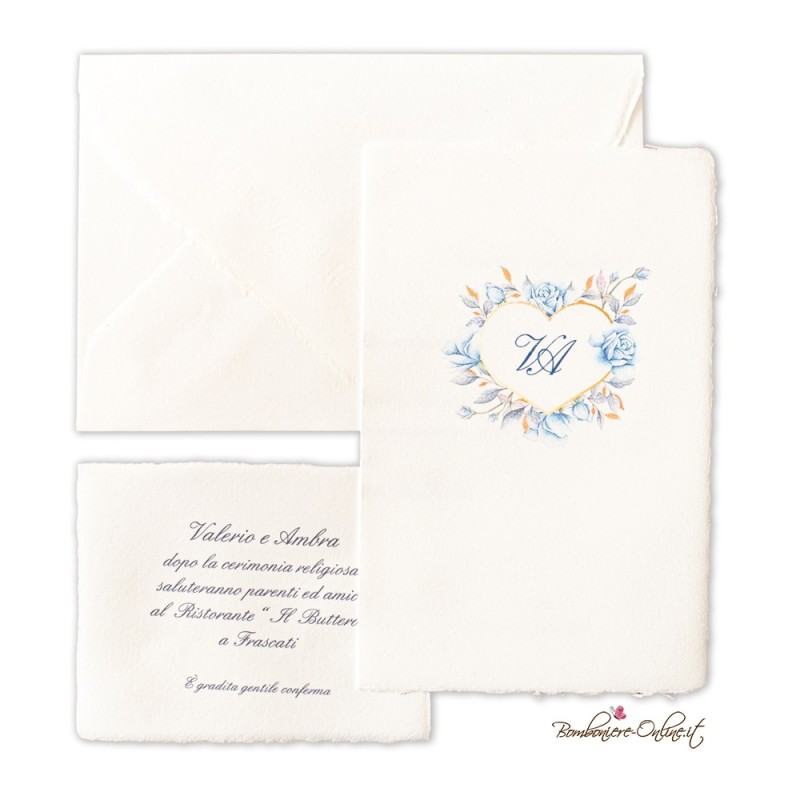 Partecipazione in Carta Amalfi Rose azzurre