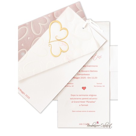 Partecipazione Matrimonio 3 Fogli Cuori