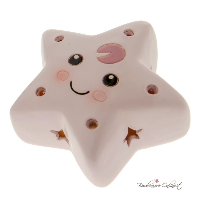 Bomboniera star stella rosa in resina con led