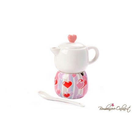 Bomboniera Set Caffettiera Zuccheriera cuori