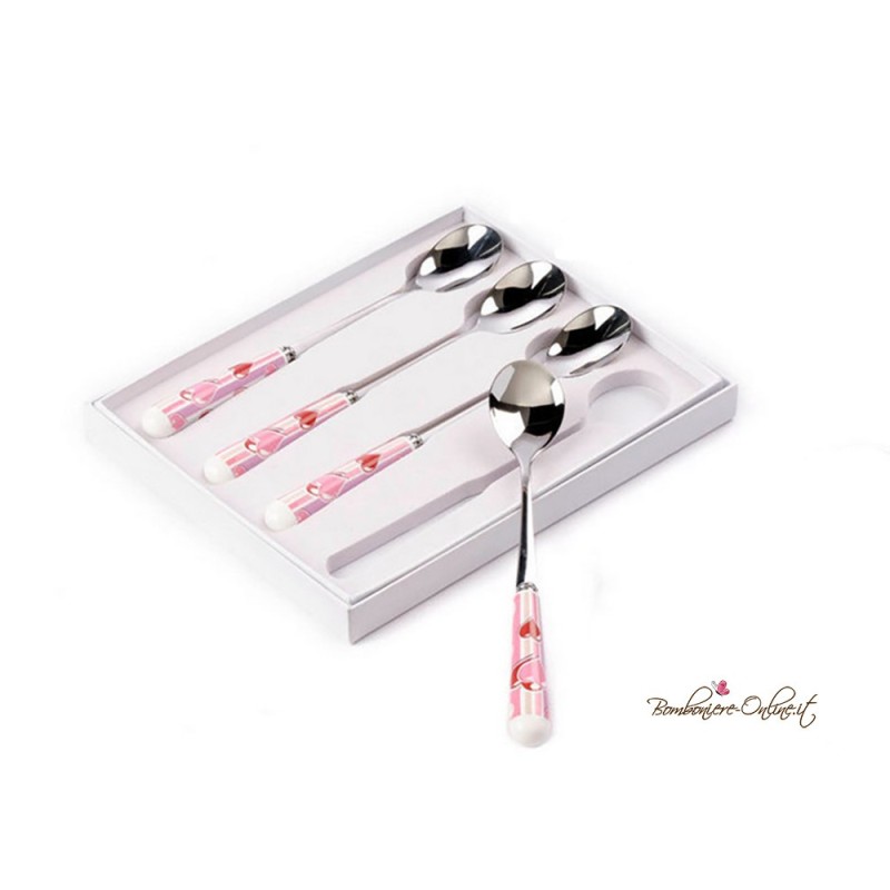 Bomboniera Set 4 Cucchiaini cuori