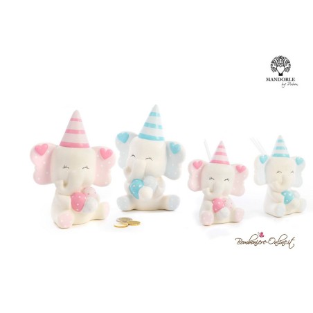 Bomboniera Battesimo Profumatore Elefante con cappello azzurro o rosa