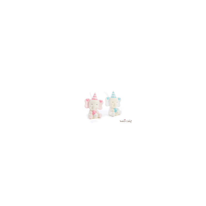 Bomboniera Battesimo Profumatore Elefante con cappello azzurro o rosa