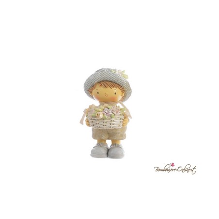 Bomboniera Bambino grande con Cappello e Cesto di fiori