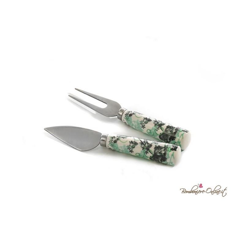 Bomboniera Set 2 pezzi formaggio decoro floreale