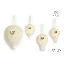 Bomboniera Profumatore piccolo da appendere Mongolfiera Cuore Oro Luce Led
