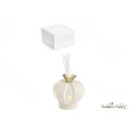 Bomboniera Profumatore Corona in ceramica bianca e luce led