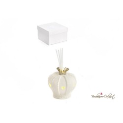 Bomboniera Profumatore Corona in ceramica bianca e luce led