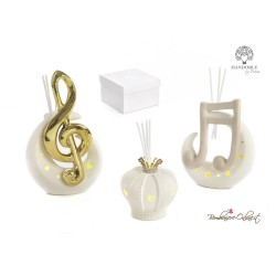 Bomboniera Profumatore Corona in ceramica bianca e luce led