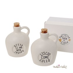Bomboniera Set Olio e Aceto in Ceramica con Frase