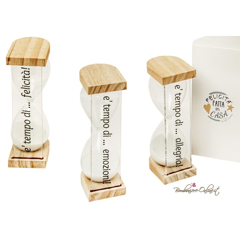 Bomboniera Clessidra grande Con Base Legno e Plexiglass