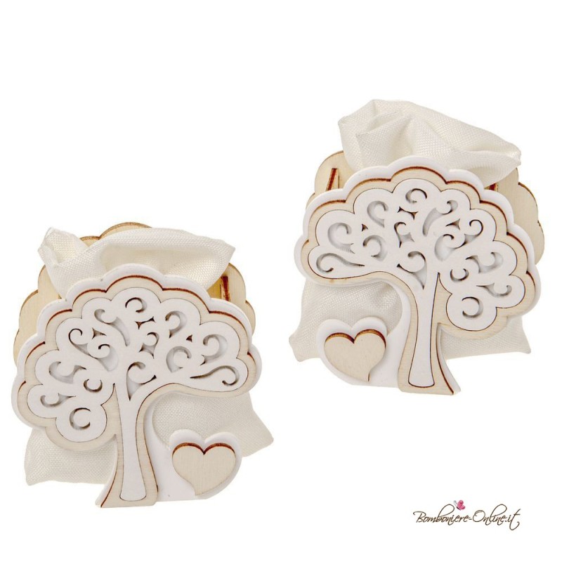 Scatolina Sacchetto Portaconfetti con Albero della Vita e Cuore