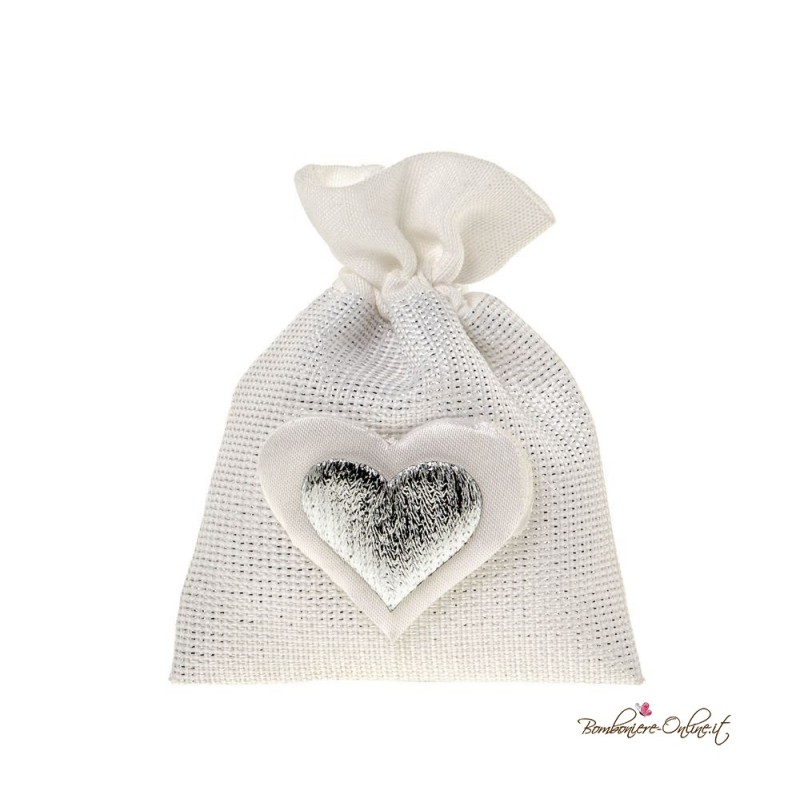 Sacchetto Portaconfetti Cuore Silver