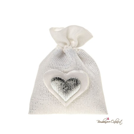 Sacchetto Portaconfetti Cuore Silver