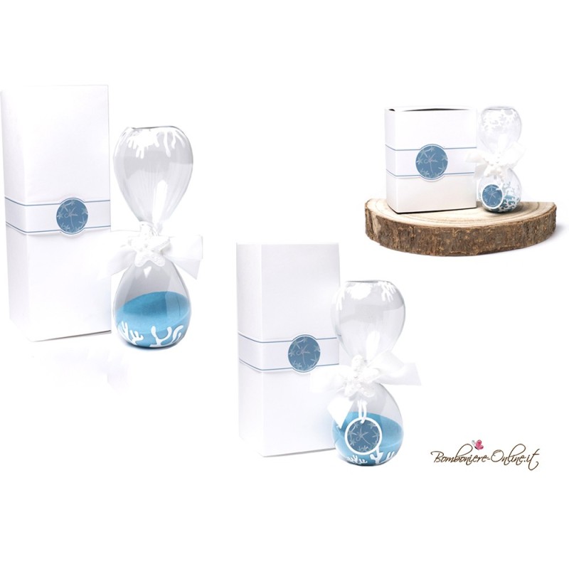 Bomboniera Matrimonio Clessidra Mare media con astuccio coordinato