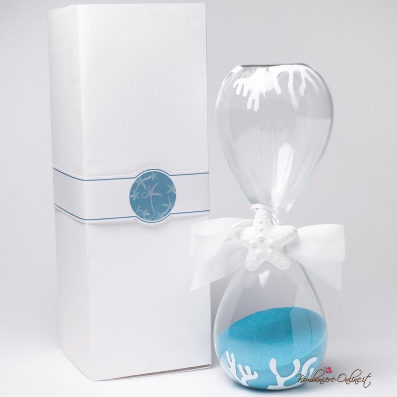 Bomboniera Matrimonio Clessidra Mare grande con astuccio coordinato