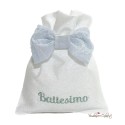 Sacchetto Portaconfetti Fiocco Celeste Battesimo