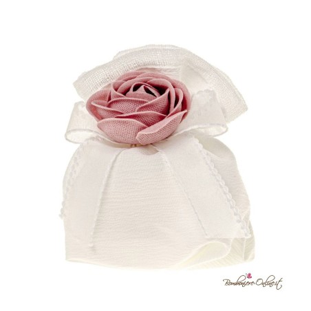 Sacchetto Portaconfetti con Rosa Rosa Antico