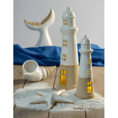 Faro Marino in Porcellana bianca con Luce Led