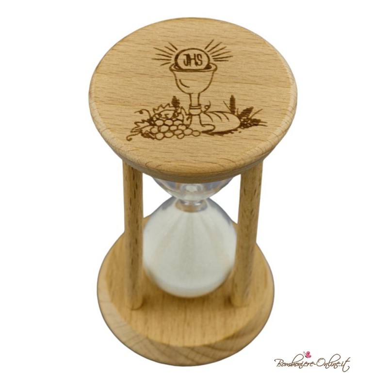 Bomboniera Clessidra base in legno Prima Comunione