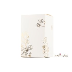Bomboniera Candela Profumata Media in Scatola Ceramica con Fiore Bianco e Farfalla