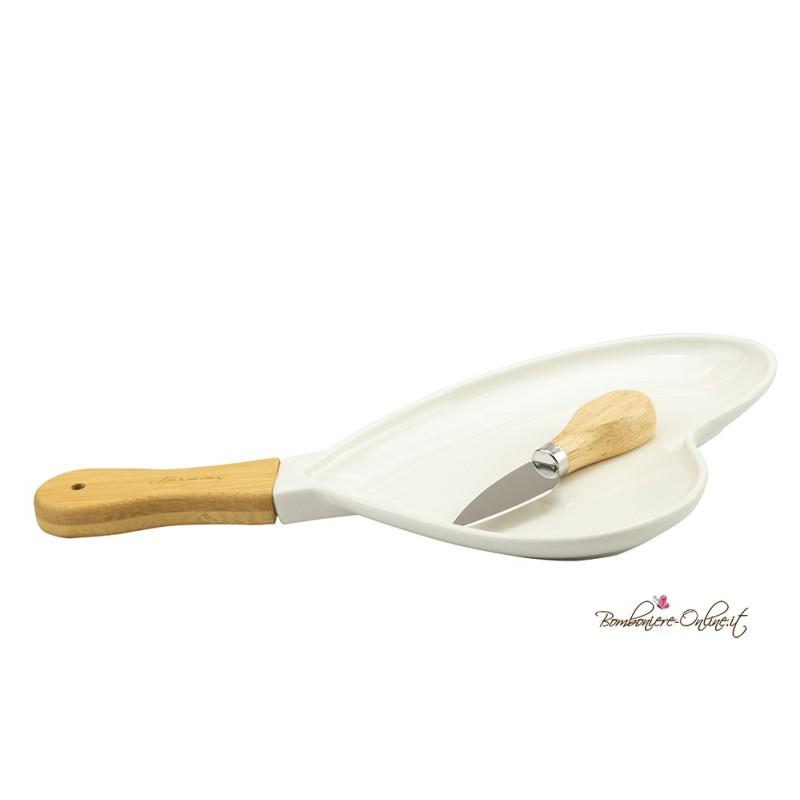 Bomboniera Set Tagliere Cuore e Coltello Formaggio