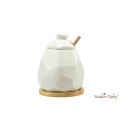 Bomboniera Porta Miele in Ceramica bianca con Cucchiaino