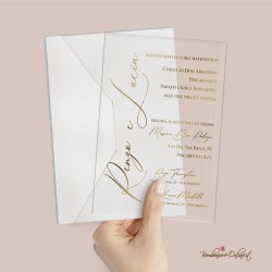 Partecipazione di nozze in plexiglass Rettangolare con Testo dorato