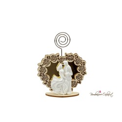 Bomboniera Cuore Cornice Rose gessetto Sposi e clip Holder