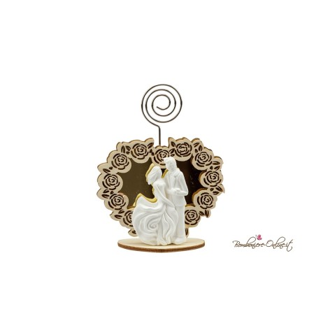 Bomboniera Cuore Cornice Rose gessetto Sposi e clip Holder