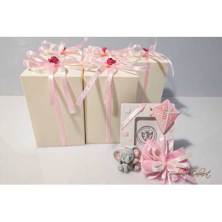 Bomboniera Cornice piccola portafoto con aquilone e elefantino rosa