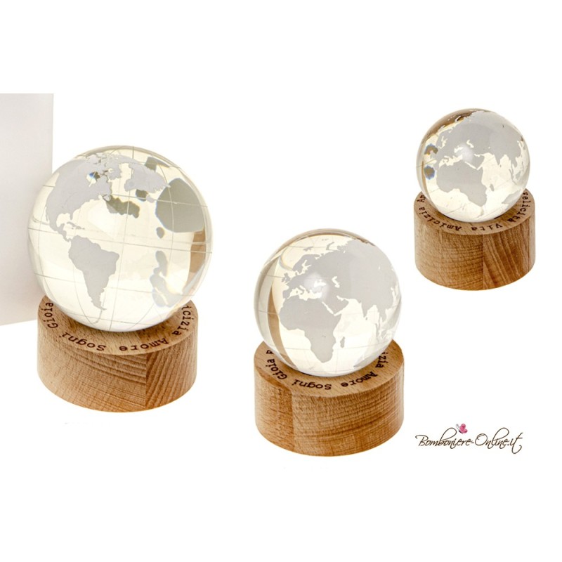 Bomboniera tema viaggio Globo grande di vetro con luce led