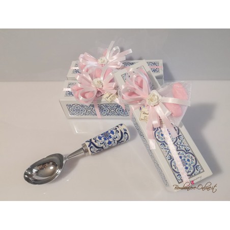 Bomboniera Matrimonio Cucchiaio Gelato collezione "Maiolica Blu"