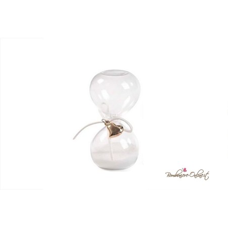 Bomboniera Clessidra Bianca Grande con Cuore Oro