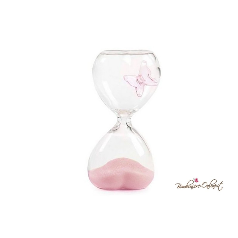Bomboniera Clessidra Piccola Farfalla Rosa