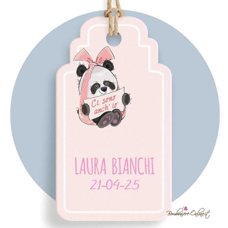 Tag Rosa Panda Bimba stampa inclusa