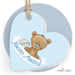 Tag Doppio Cuore Orsetto Azzurro stampa inclusa