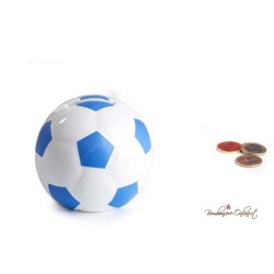 Bomboniera Salvadanaio Grande Pallone da Calcio Bianco-Azzurro