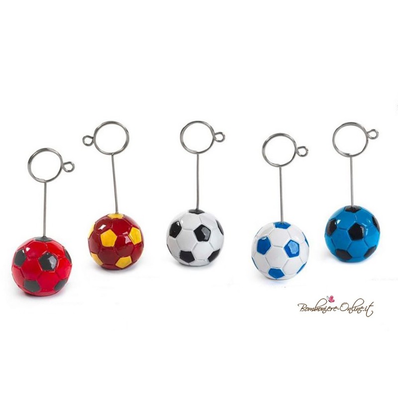 Bomboniera Pallone da Calcio Giallo-Rosso Clip Portafoto/Portamemo