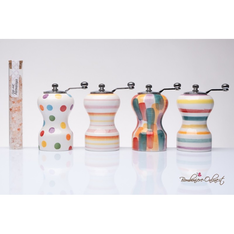 Bomboniera Solidale Macinasale Assortito Dipinto a Mano c/Sale Gourmet