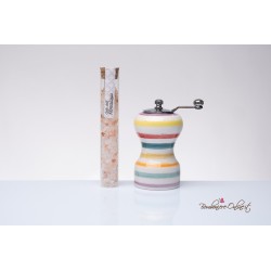 Bomboniera Solidale Macinasale Righe Dipinto a Mano con Sale Gourmet