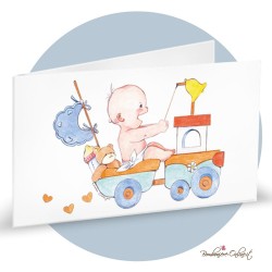 Bigliettino Bomboniera Bimbo su Trenino