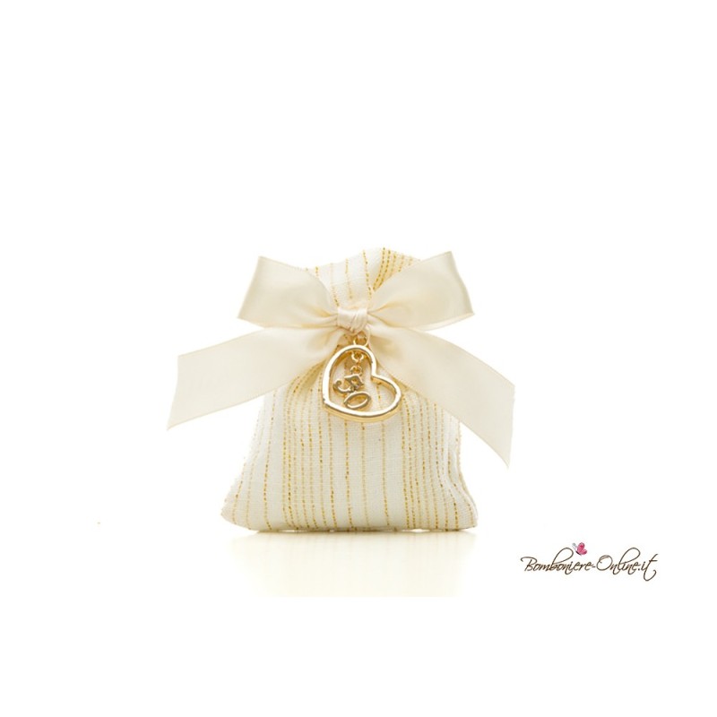 Sacchetto Piccolo Portaconfetti Fili Oro 50° Anniversario