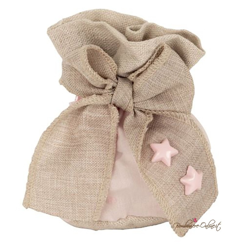 Sacchetto porta confetti Palla 2 Stelline rosa